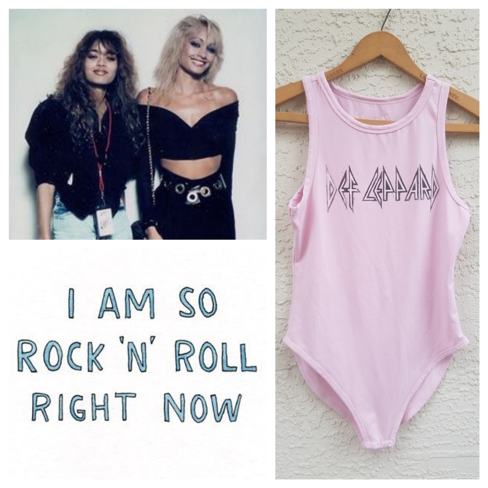 Def Leppard Pastel Pink Tank Bodysuit M